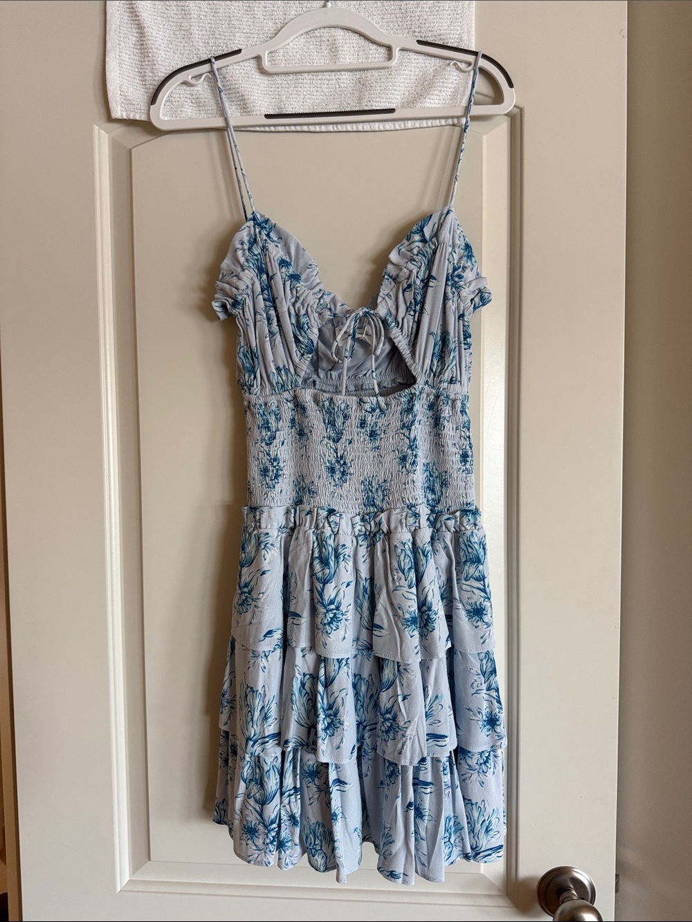 Sabo Skirt Blue and White Floral Tiered Sundress
